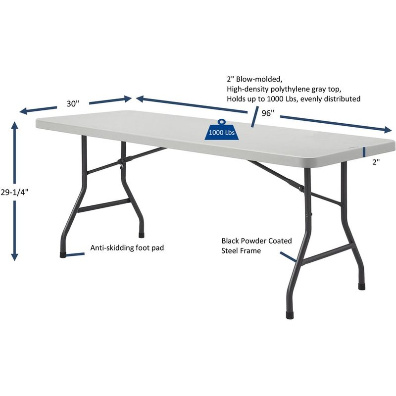 Lorell UltraLite Economy Folding Table 29310H x 96W x 30D 1000 Lb Capacity Gray