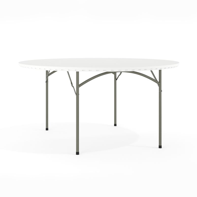 Flash Furniture Round Plastic Folding Table 29H x 60W x 60D Granite WhiteGray RB60R
