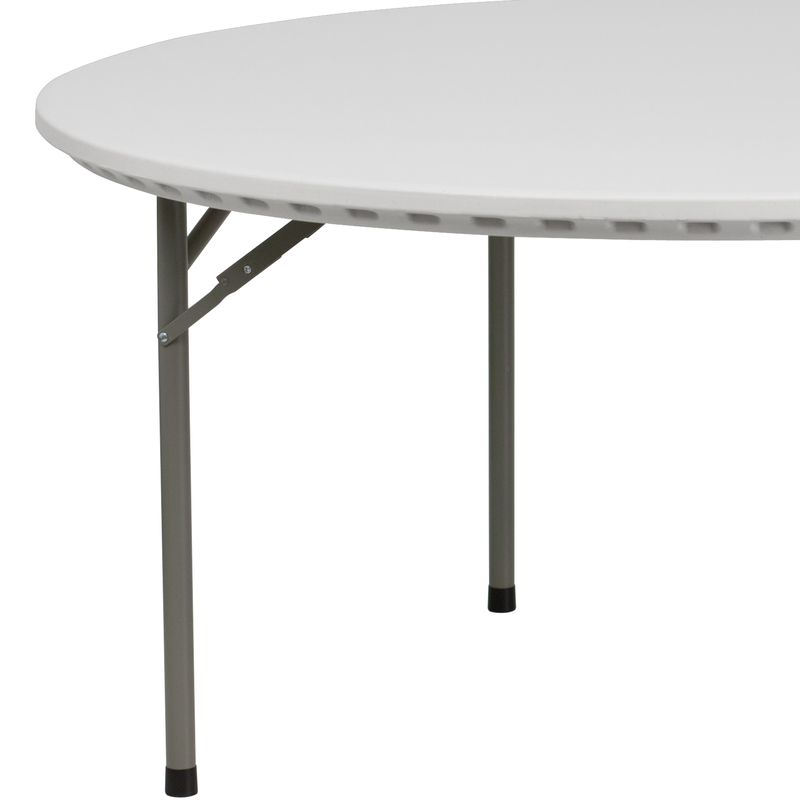 Flash Furniture Round Plastic Folding Table 29H x 60W x 60D Granite WhiteGray RB60R