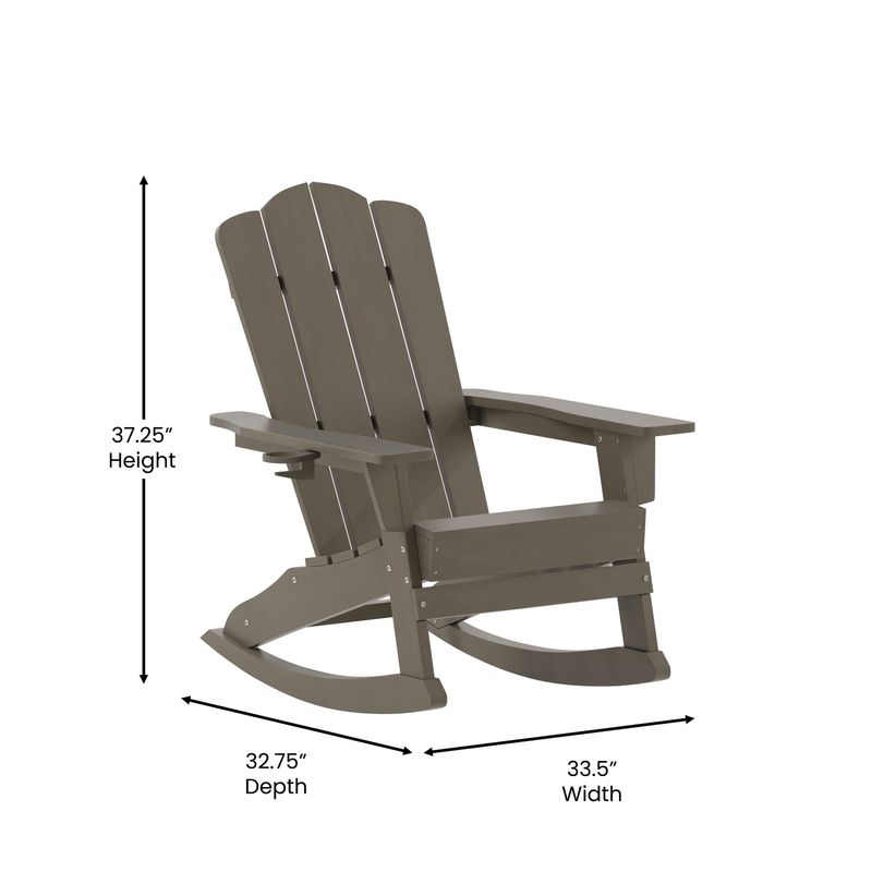 Flash Furniture Newport AllWeather Outdoor Furniture Adirondack Chair With Cup Holder Brown