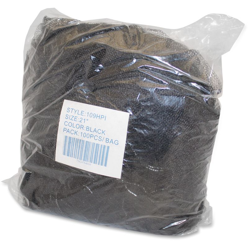 Genuine Joe Black Nylon Hair Net  Recommended for Food Handling Food Processing  Size Large  21 Stretched Diameter  85135CT