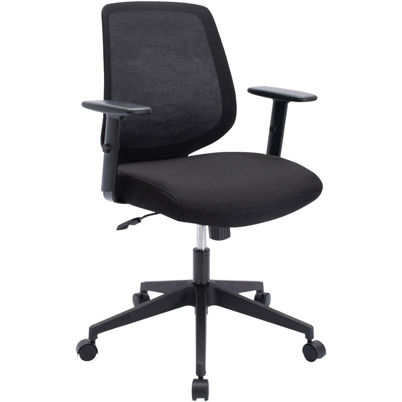 NuSparc MidBack Task Chair  Fabric Back Material  Mid Back  5star Base  Black  Armrest  1 Each