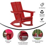 Flash Furniture Halifax AllWeather Adirondack Chair with Cup Holder and PullOut Ottoman Red