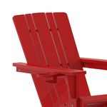 Flash Furniture Halifax AllWeather Adirondack Chair with Cup Holder and PullOut Ottoman Red