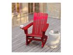 Flash Furniture Halifax AllWeather Adirondack Chair with Cup Holder and PullOut Ottoman Red