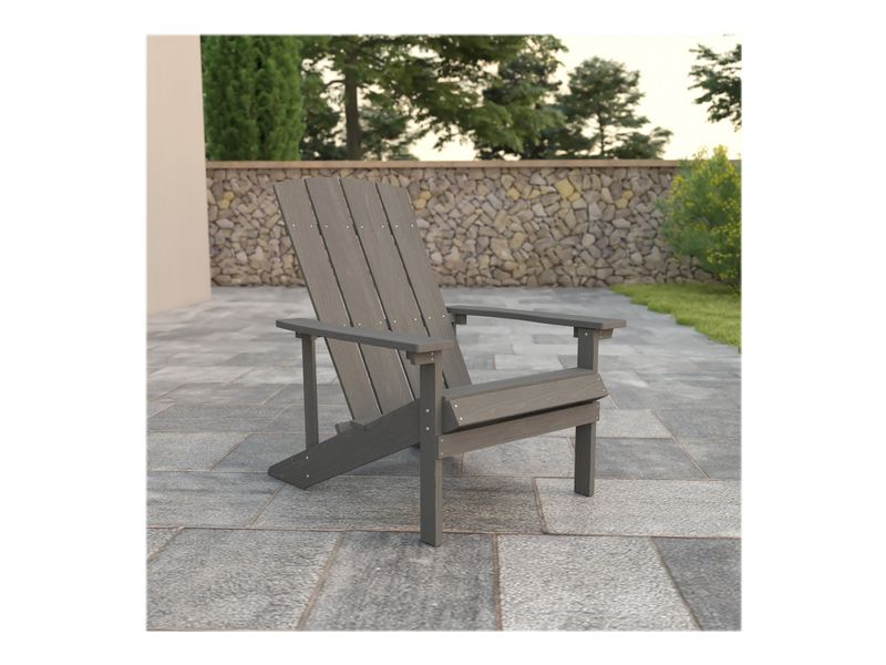 Flash Furniture Charlestown AllWeather Poly Resin Wood Adirondack Chairs Gray Set Of 2 Chairs