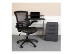 Flash Furniture Work From Home Desk And Chair Set With Computer Desk Ergonomic MeshLeatherSoft Office Chair And Locking Mobile Filing Cabinet Black