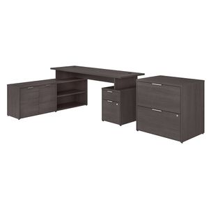 Bush Business Furniture 72"W Jamestown L-Shaped Corner Desk With Drawers And Lateral File Cabinet