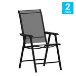 Flash Furniture Paladin Outdoor Folding Patio Sling Chairs Metal Black Set Of 2 Chairs