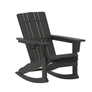 Flash Furniture Halifax All-Weather Adirondack Chair with Cup Holder and Pull-Out Ottoman