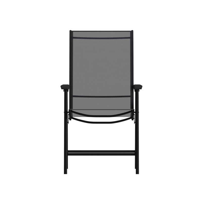 Flash Furniture Paladin Outdoor Folding Patio Sling Chairs Metal Black Set Of 2 Chairs