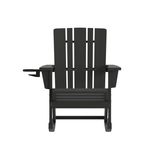 Flash Furniture Halifax AllWeather Adirondack Chair with Cup Holder and PullOut Ottoman Black