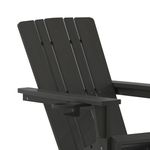 Flash Furniture Halifax AllWeather Adirondack Chair with Cup Holder and PullOut Ottoman Black