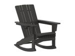 Flash Furniture Halifax AllWeather Adirondack Chair with Cup Holder and PullOut Ottoman Black