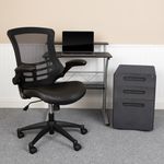 Flash Furniture Work From Home Desk And Chair Set With Computer Desk Ergonomic MeshLeatherSoft Office Chair And Locking Mobile Filing Cabinet Black