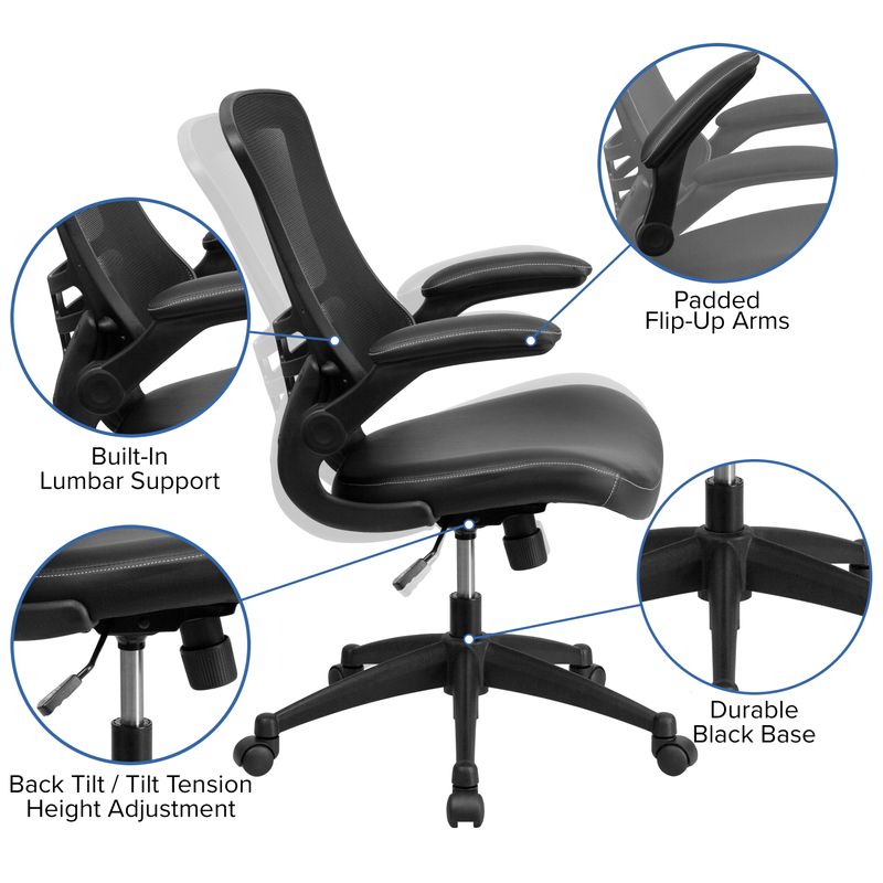 Flash Furniture Work From Home Desk And Chair Set With Computer Desk Ergonomic MeshLeatherSoft Office Chair And Locking Mobile Filing Cabinet Black