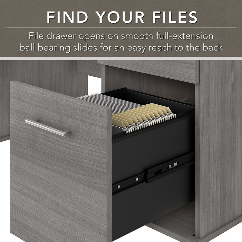 Bush Furniture 60W Office Computer Desk With Lateral File Cabinet And 5Shelf Bookcase Platinum Gray Standard Delivery