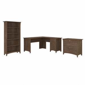 Bush Business Furniture Salinas 60"W L-Shaped Corner Desk With Lateral File Cabinet And 5-Shelf Bookcase