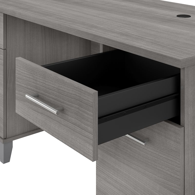 Bush Furniture 60W Office Computer Desk With Lateral File Cabinet And 5Shelf Bookcase Platinum Gray Standard Delivery