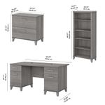Bush Furniture 60W Office Computer Desk With Lateral File Cabinet And 5Shelf Bookcase Platinum Gray Standard Delivery