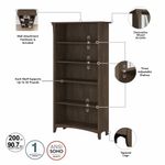 Bush Business Furniture Salinas 60W LShaped Corner Desk With Lateral File Cabinet And 5Shelf Bookcase Ash Brown Standard Delivery