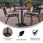 Flash Furniture Round Aluminum IndoorOutdoor Furniture Table With Base 2712H x 2312W x 2312D GrayBlack