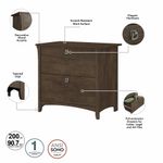 Bush Business Furniture Salinas 60W LShaped Corner Desk With Lateral File Cabinet And 5Shelf Bookcase Ash Brown Standard Delivery
