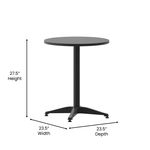 Flash Furniture Round Aluminum IndoorOutdoor Furniture Table With Base 2712H x 2312W x 2312D GrayBlack