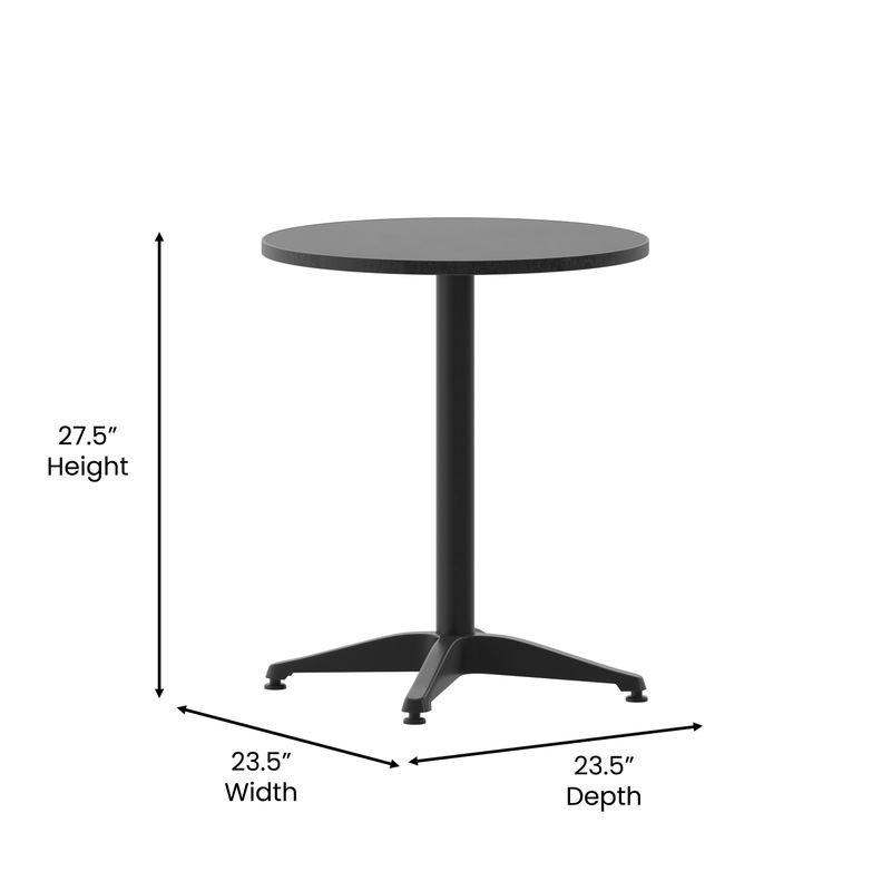Flash Furniture Round Aluminum IndoorOutdoor Furniture Table With Base 2712H x 2312W x 2312D GrayBlack