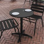 Flash Furniture Round Aluminum IndoorOutdoor Furniture Table With Base 2712H x 2312W x 2312D GrayBlack
