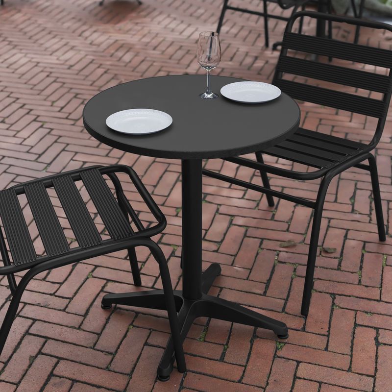 Flash Furniture Round Aluminum IndoorOutdoor Furniture Table With Base 2712H x 2312W x 2312D GrayBlack