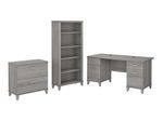 Bush Furniture 60W Office Computer Desk With Lateral File Cabinet And 5Shelf Bookcase Platinum Gray Standard Delivery