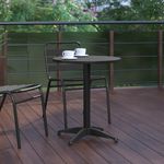 Flash Furniture Round Aluminum IndoorOutdoor Furniture Table With Base 2712H x 2312W x 2312D GrayBlack