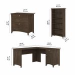 Bush Business Furniture Salinas 60W LShaped Corner Desk With Lateral File Cabinet And 5Shelf Bookcase Ash Brown Standard Delivery
