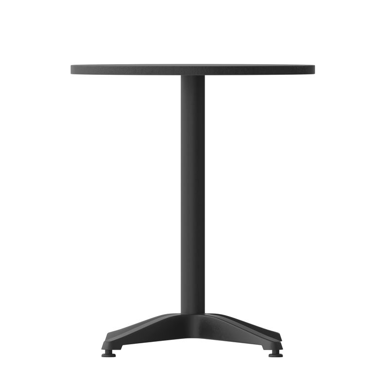 Flash Furniture Round Aluminum IndoorOutdoor Furniture Table With Base 2712H x 2312W x 2312D GrayBlack