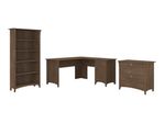 Bush Business Furniture Salinas 60W LShaped Corner Desk With Lateral File Cabinet And 5Shelf Bookcase Ash Brown Standard Delivery