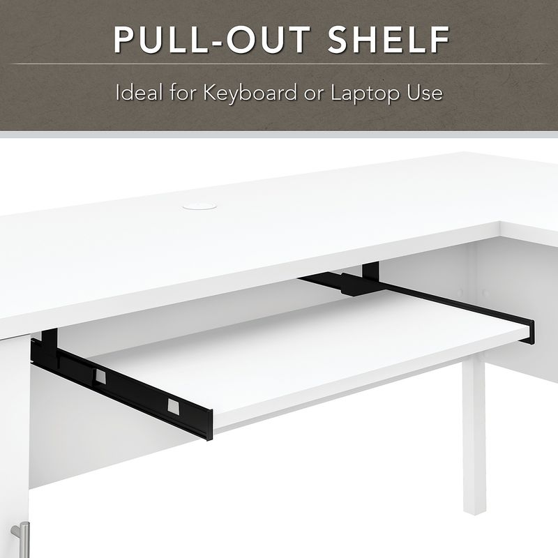 Bush Furniture Somerset 72W LShaped Desk With Hutch And Lateral File Cabinet White Standard Delivery