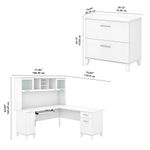 Bush Furniture Somerset 72W LShaped Desk With Hutch And Lateral File Cabinet White Standard Delivery