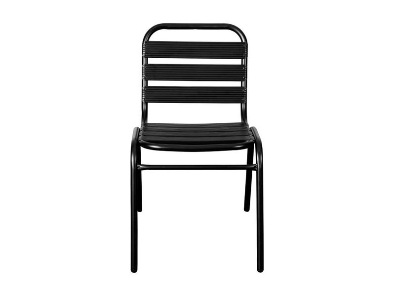 Flash Furniture Lila Aluminum Restaurant Stack Armless Chair Black