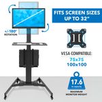 MountIt MI7985 Adjustable Mobile Workstation With Single Monitor Mount 4212H x 21W x 7D Black