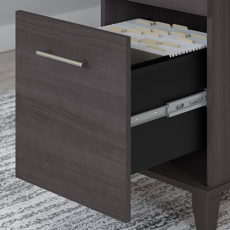 Bush Furniture Somerset 72W 3Position SitToStand LShaped Desk With Hutch And Bookcase Storm Gray Standard Delivery