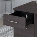 Bush Furniture Somerset 72W 3Position SitToStand LShaped Desk With Hutch And Bookcase Storm Gray Standard Delivery