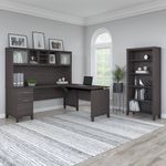 Bush Furniture Somerset 72W 3Position SitToStand LShaped Desk With Hutch And Bookcase Storm Gray Standard Delivery