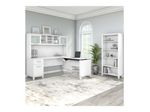 Bush Furniture Somerset 72W 3Position SitToStand LShaped Desk With Hutch And Bookcase White Standard Delivery
