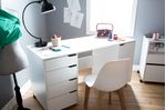 South Shore Crea Sewing Craft Table on Wheels Pure White