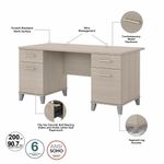Bush Business Furniture Somerset 60W Office Computer Desk With Lateral File Cabinet And 5Shelf Bookcase Sand Oak Standard Delivery