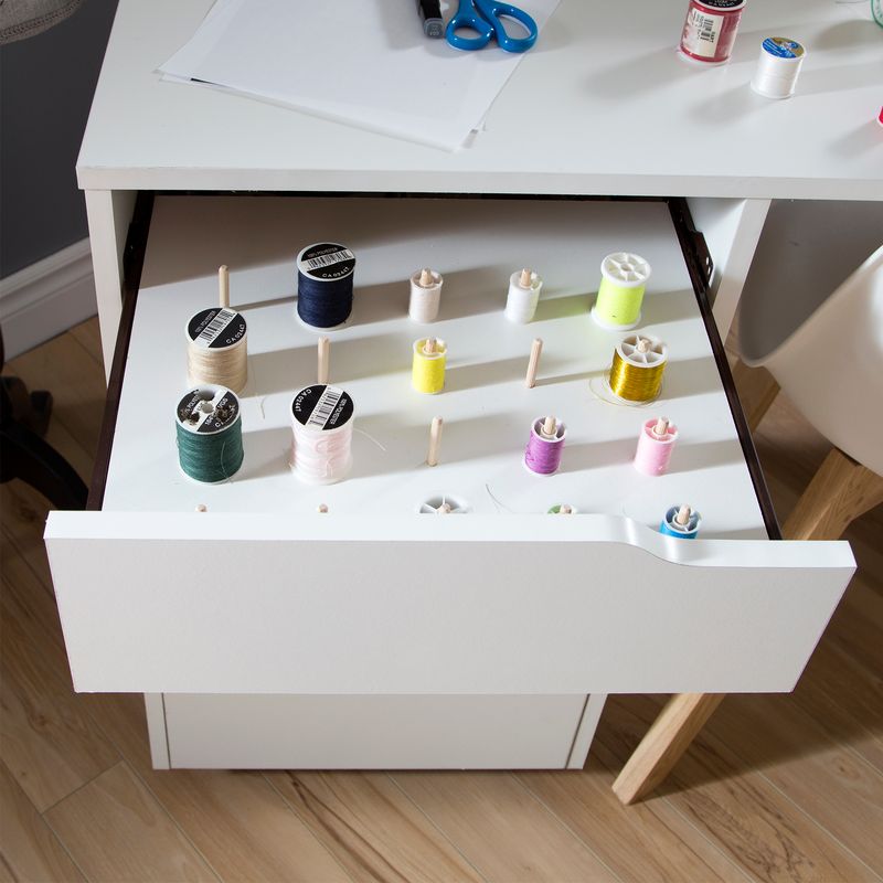 South Shore Crea Sewing Craft Table on Wheels Pure White