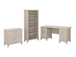 Bush Business Furniture Somerset 60W Office Computer Desk With Lateral File Cabinet And 5Shelf Bookcase Sand Oak Standard Delivery