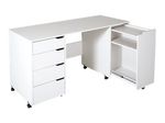 South Shore Crea Sewing Craft Table on Wheels Pure White