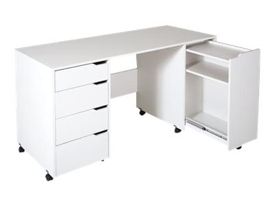 South Shore Crea Sewing Craft Table on Wheels Pure White